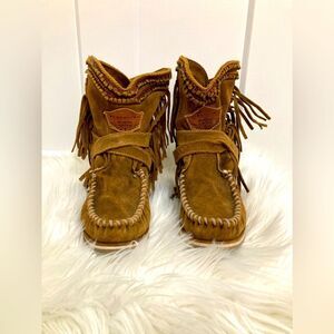 El Vaquero Fringe Moccasin Wedge Ankle Boots 37